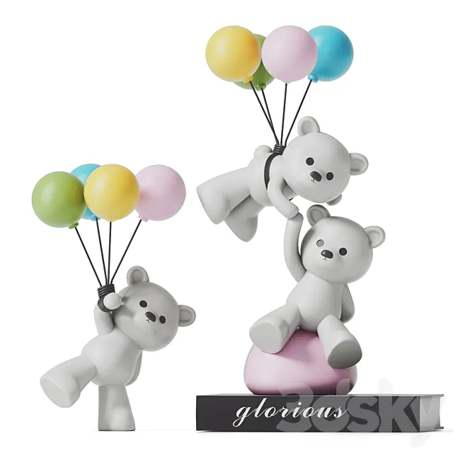 Teddy Bear and Balloons 3DModel Teddy Bear and Balloons 3DModel