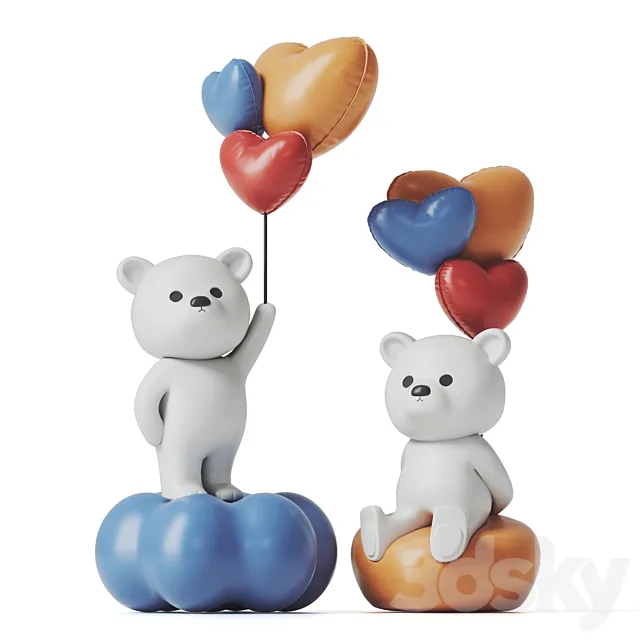 Teddy Bear and Balloons 3DModel Teddy Bear and Balloons 3DModel