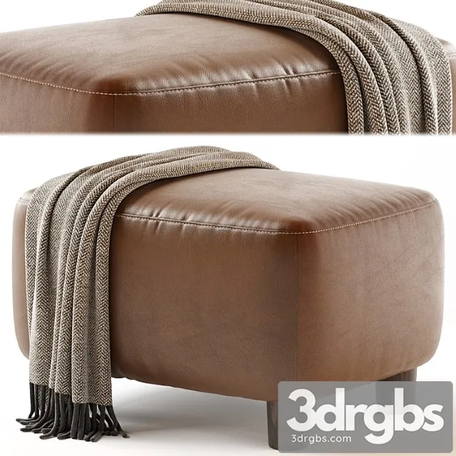 Teddy Leather Club Ottoman Sesame 3D Model Download