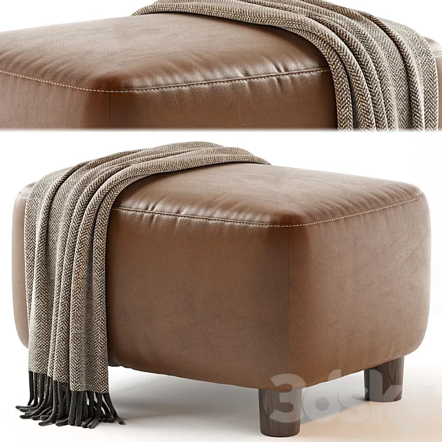 Teddy Leather Club Ottoman – Sesame 3D Model Teddy Leather Club Ottoman – Sesame 3D Model