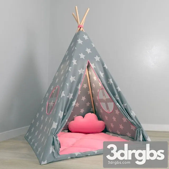 Teepee Set Kids Children 3D Model Download