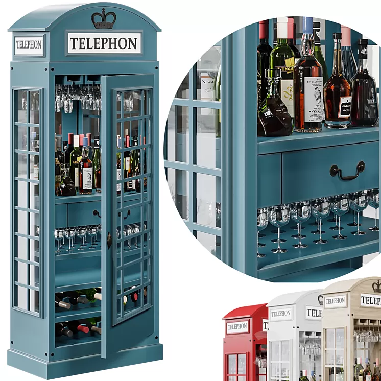 Telephone Box Drinks Cabinet 3D Model