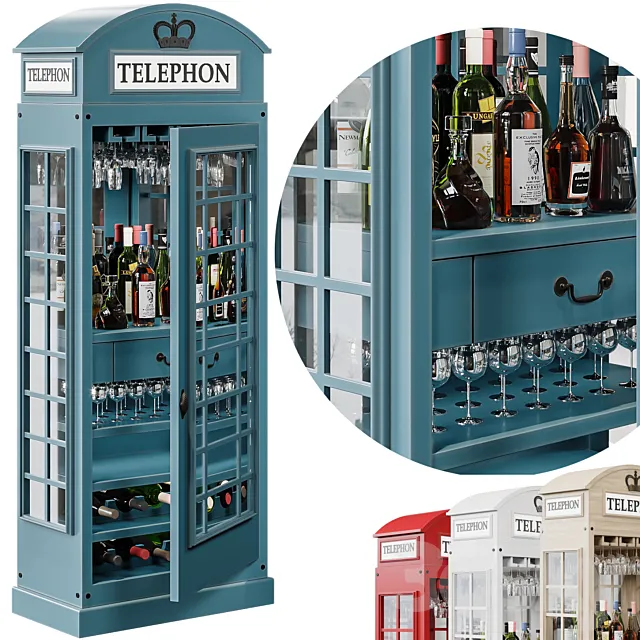 Telephone Box Drinks Cabinet 3DModel Telephone Box Drinks Cabinet 3DModel
