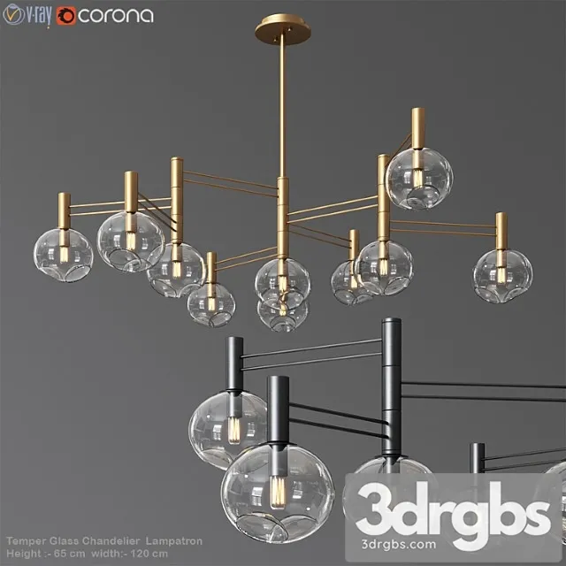 Temper glass chandelier minimalist lampatron 3D Model Download