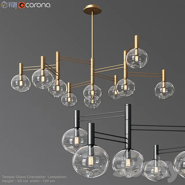 Temper Glass Chandelier Minimalist Lampatron 3D Model