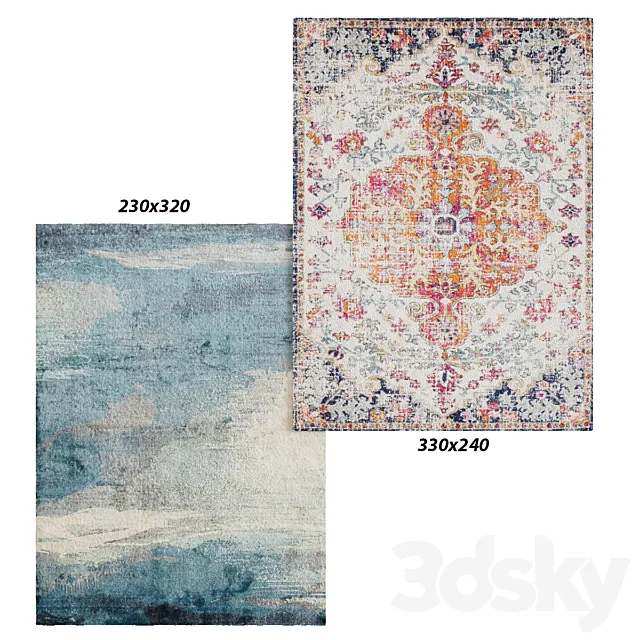 Temple and webster Monet-Stunning-Rug-CIT-563-BLUE Bone and White 3D Model Temple and webster Monet-Stunning-Rug-CIT-563-BLUE Bone and White 3D Model