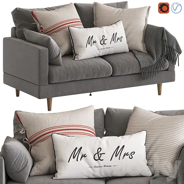 Temple and Webster Silas 2 Seater Sofa 3D Model Temple and Webster Silas 2 Seater Sofa 3D Model