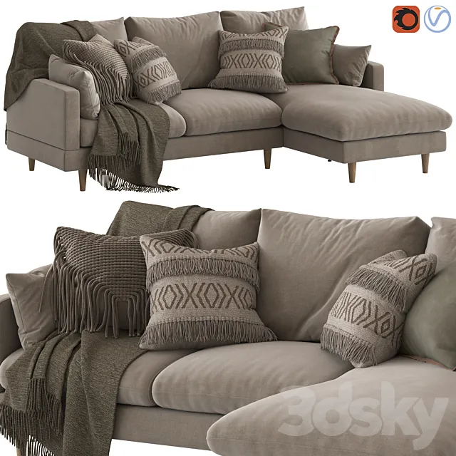 Temple and Webster Silas Sofa 3seater with chaise 3D Model
