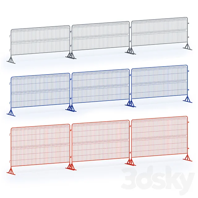Temporary fencing for construction sites 3D Model Temporary fencing for construction sites 3D Model