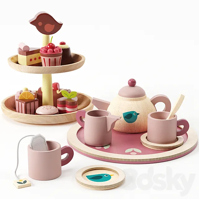 Tender Leaf Birdie Tea Set & Chocolate Bonbons Toy 3D Model Tender Leaf Birdie Tea Set & Chocolate Bonbons Toy 3D Model