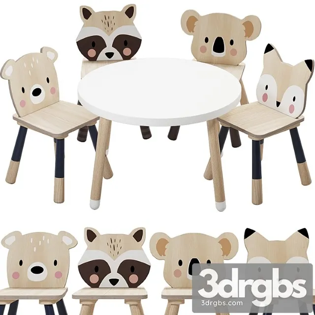 Tender leaf forest table and chair for children Tender leaf forest table and chair for children