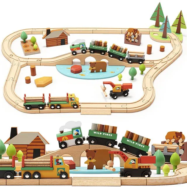 Tender Leaf Wild Pines Train Set Toy 3D Model Tender Leaf Wild Pines Train Set Toy 3D Model