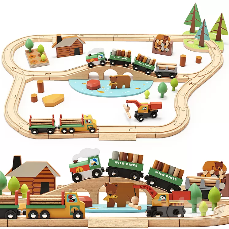 Tender Leaf Wild Pines Train Set Toy 3D Model Free Download