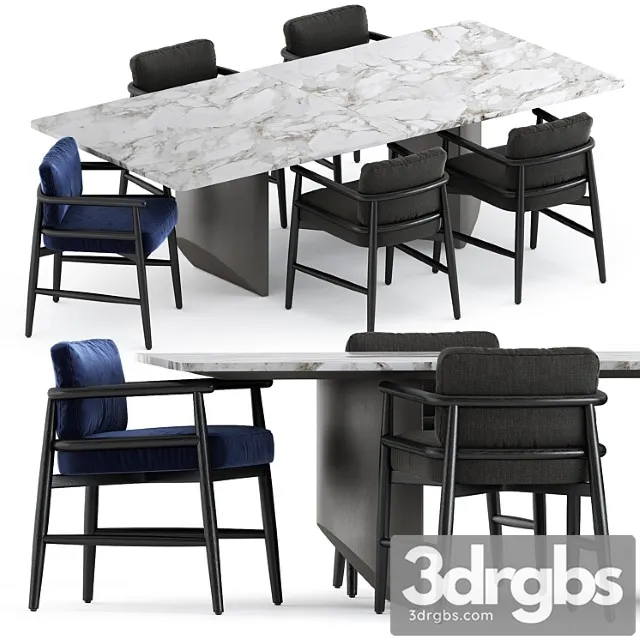 Teresina Chair by Meridiani and Wedge Table by Minotti 3D Model Download