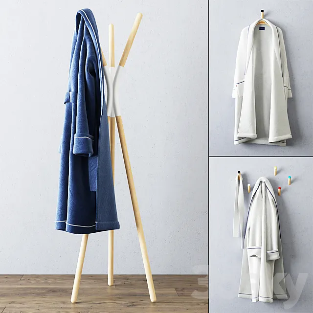 Terry Bathrobes Set 3D Model Terry Bathrobes Set 3D Model