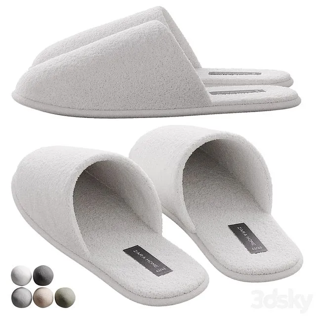 Terry slippers Zara Home 3D Model