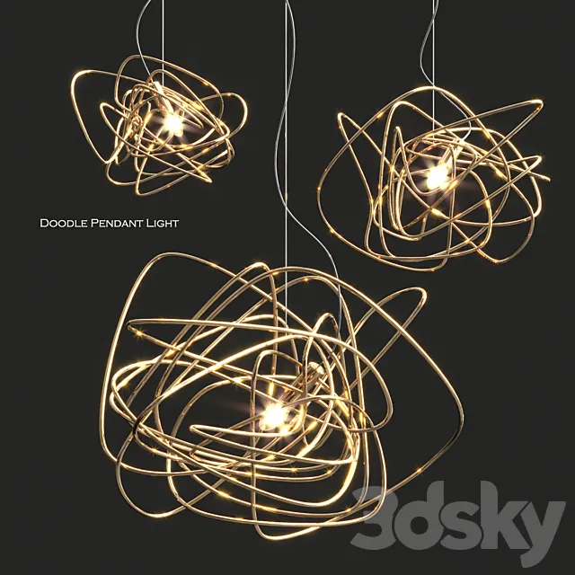 Terzani doodle pendant – 3 type 3D Model