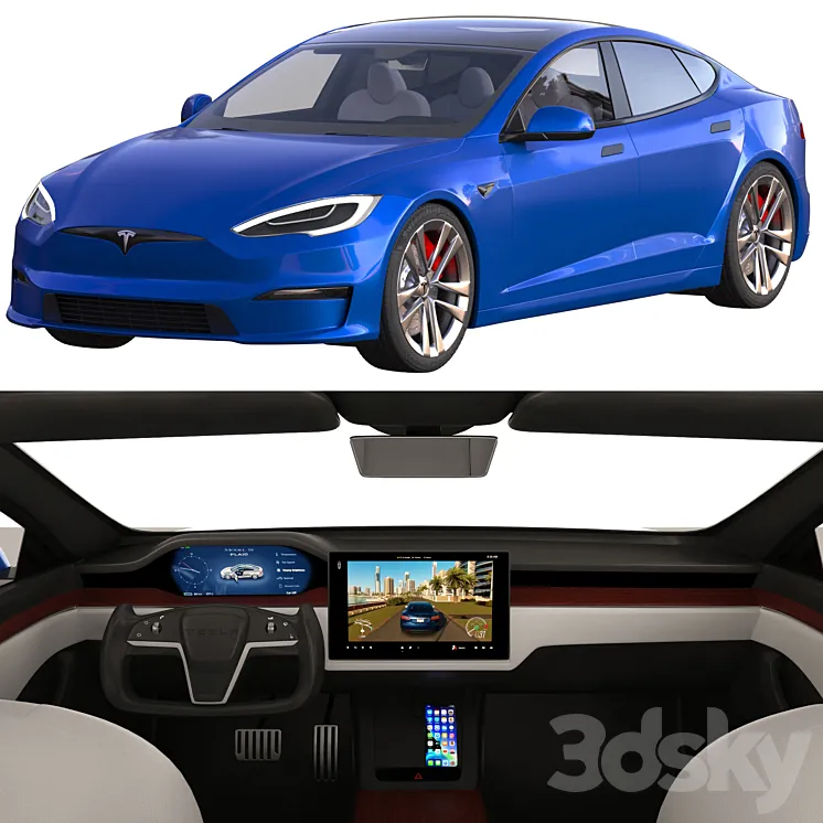 Tesla Model S 2021 PLAID 3D Model Free Download