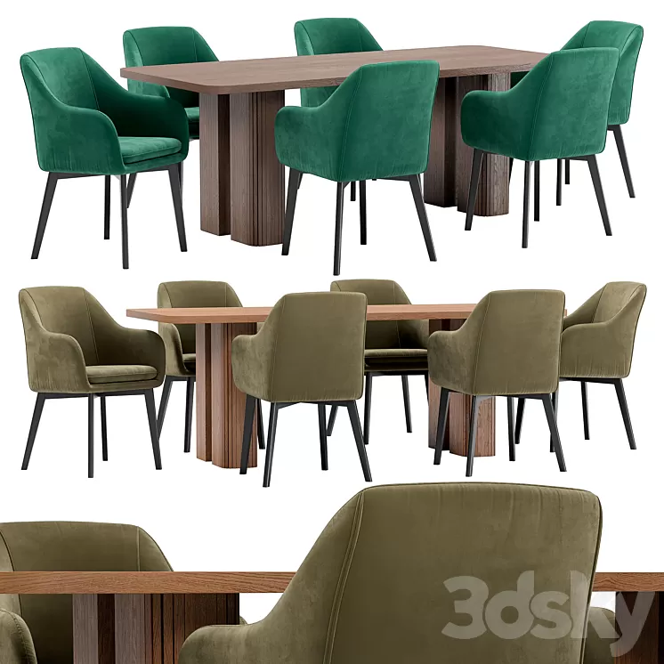 Texas dining chair and Lazar table 3D Model Free Download
