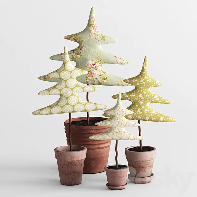 Textile Christmas trees 3D Model Textile Christmas trees 3D Model
