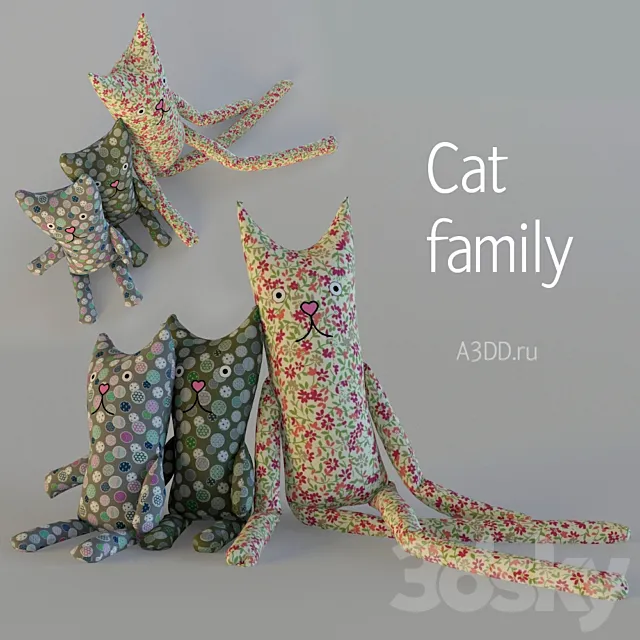 Textile family cats 3DModel Textile family cats 3DModel