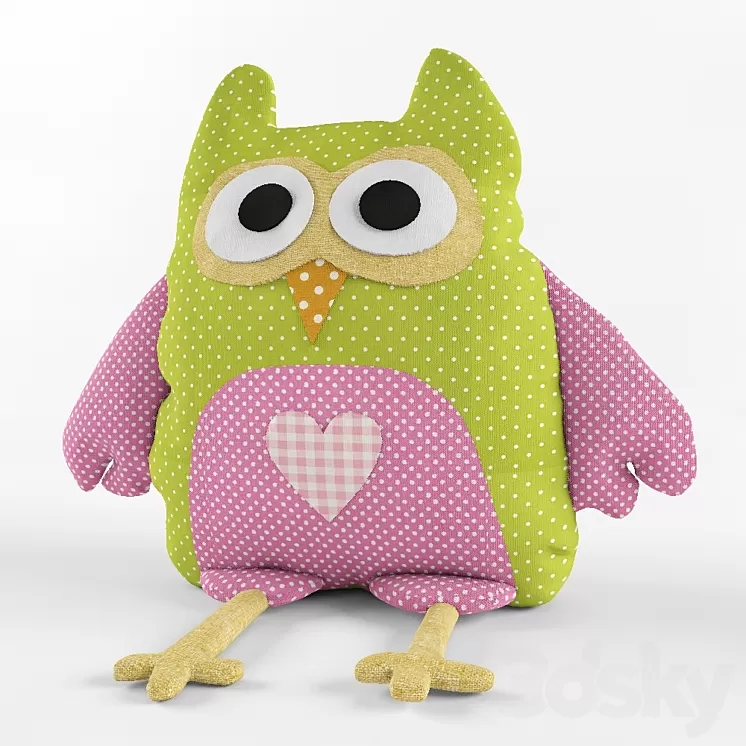 Textile owl toy 3D Model Textile owl toy 3D Model