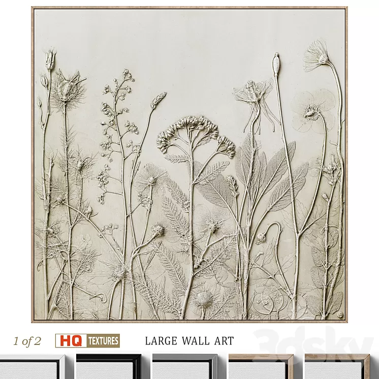 Textural Plaster Wildflowers Boho Wall Art C-507 3D Model Free Download