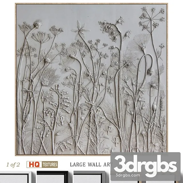 Textural Plaster Wildflowers Boho Wall Art C 508 3D Model Download