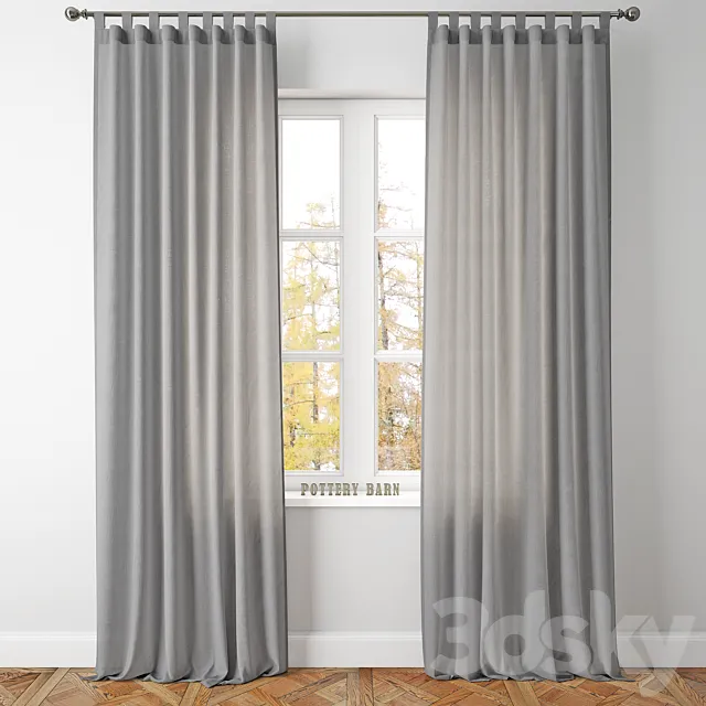 TEXTURED COTTON TAB-TOP DRAPE-Pottery Bar 3DModel