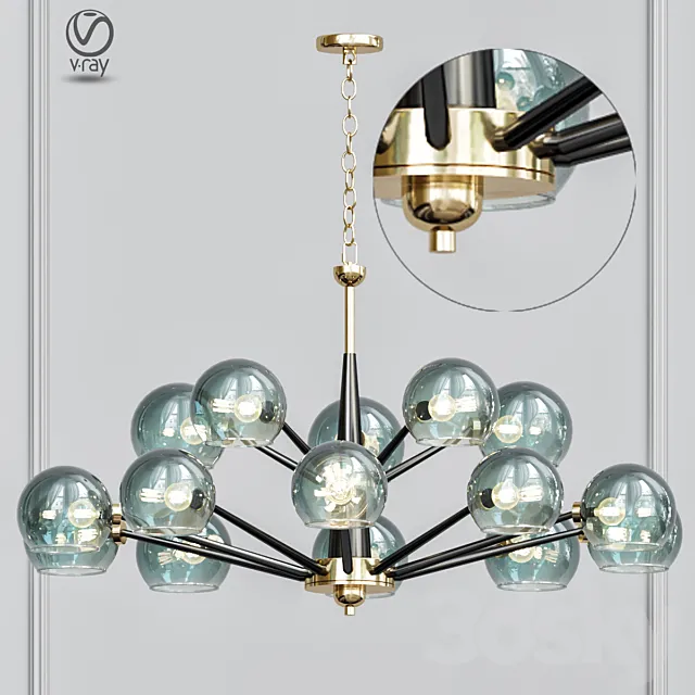 Thalia chandelier blue glass 15 3DModel Thalia chandelier blue glass 15 3DModel
