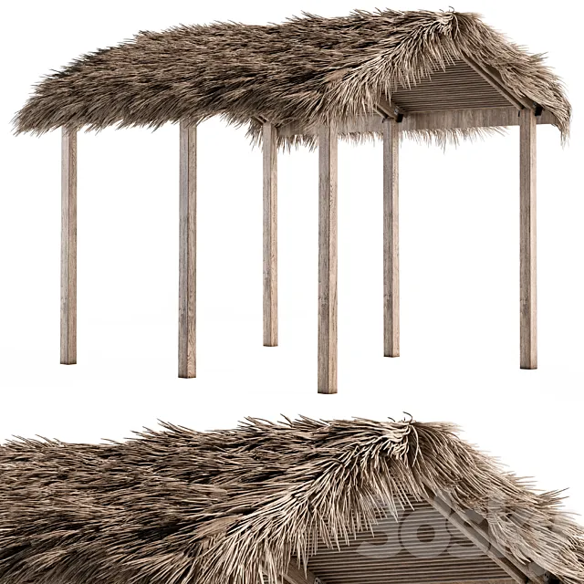 Thatch Umbrella With Palm Leaf 04 3D Model