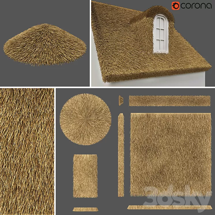 Thatched roof set / Thatched roof. Constructor. 3D Model