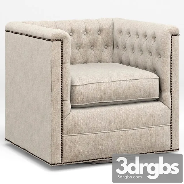 Thatcher modern classic tufted ivory linen swivel armchair Thatcher modern classic tufted ivory linen swivel armchair