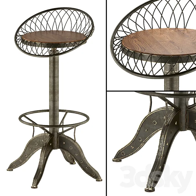The Aero Industrial Design Steel Bar Stool 3DModel