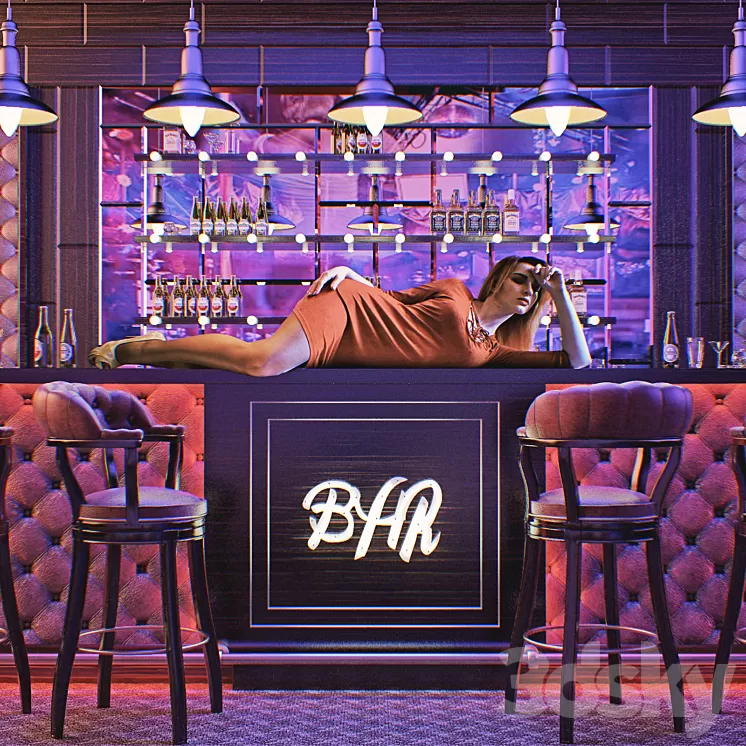 The bar at a nightclub 3D Model