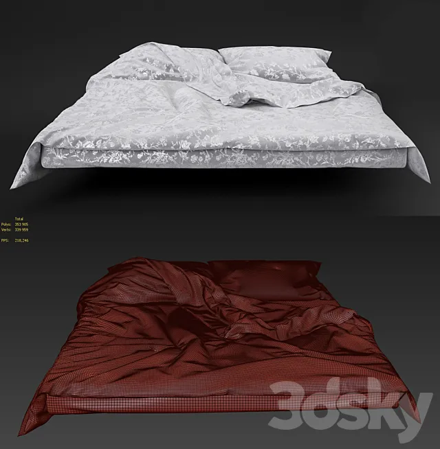The bed linen set 3D Model