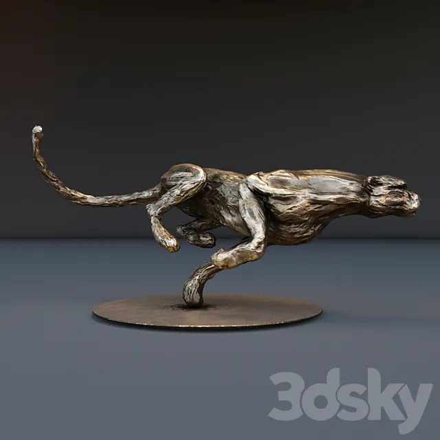 The bronze figure of cheetah 3DModel