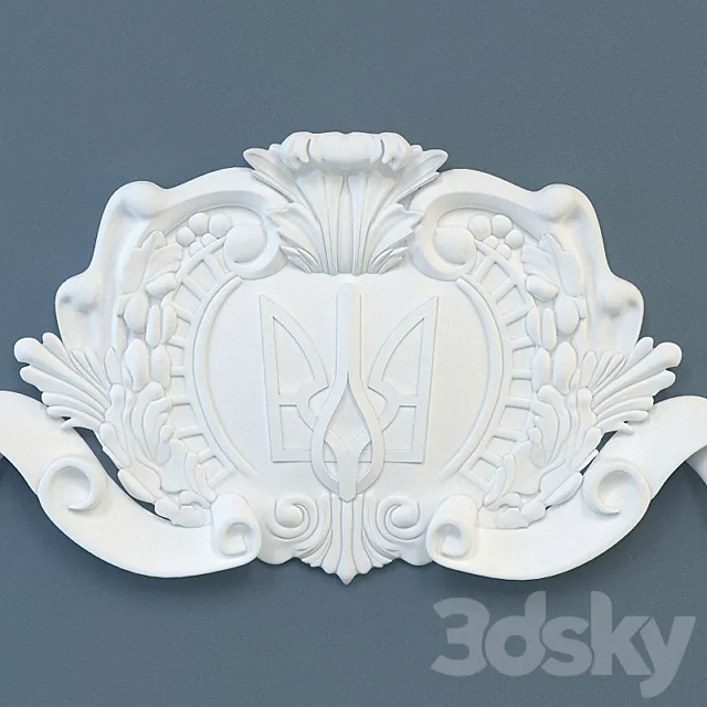 The cartouche with the coat of arms of Ukraine 3D Model