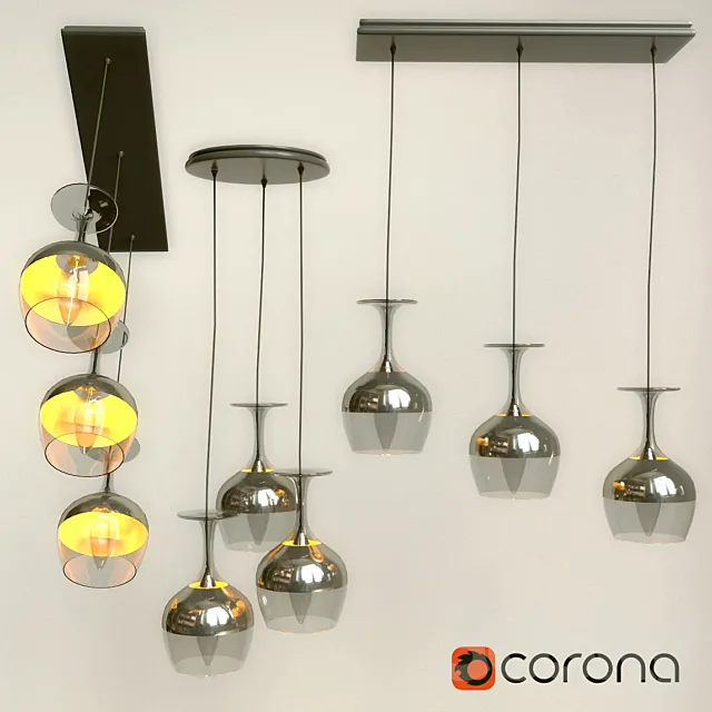 The chandelier in the form of glasses 3D Model The chandelier in the form of glasses 3D Model