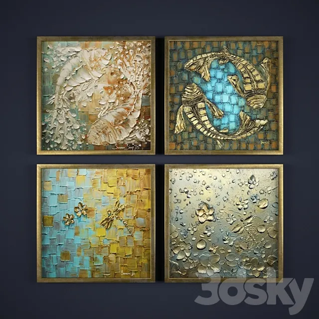 The collection of abstract paintings ?8 3DModel The collection of abstract paintings ?8 3DModel