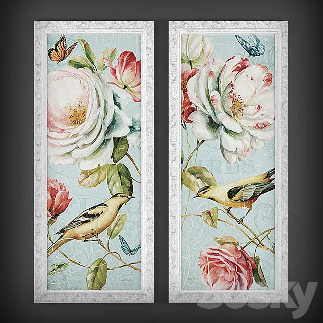 The collection of paintings “Birds and Flowers” 3DModel