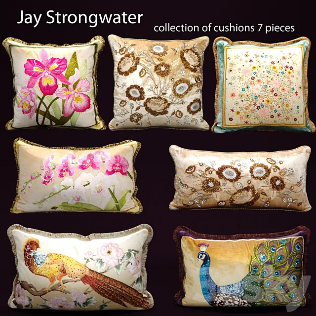 The collection of pillows from Jay Strongwater velvet pillow luxury 3D Model The collection of pillows from Jay Strongwater velvet pillow luxury 3D Model