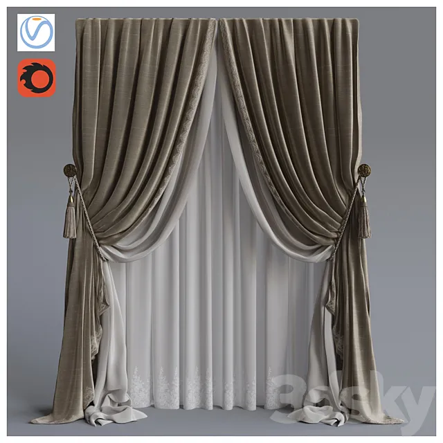The curtain 3 beige 3DModel The curtain 3 beige 3DModel
