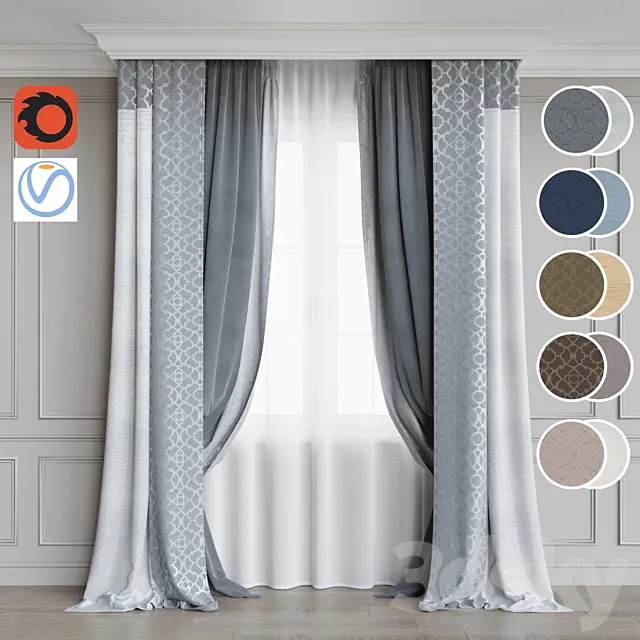 The curtain in modern style. 5 colors 3DModel The curtain in modern style. 5 colors 3DModel