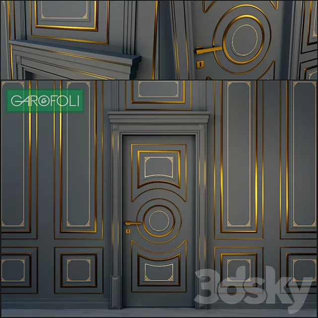 The door and wall panel Dore Rotu 3BR Black 3D Model
