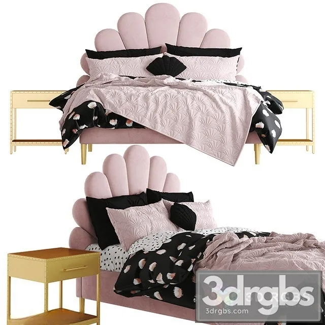 The Emily  Meritt Shell Upholstered Bed 3D Model Download
