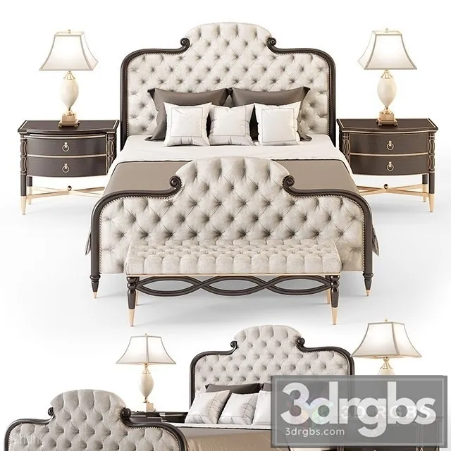 The Everly King Bed Set 3D Model Download