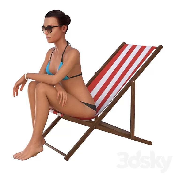 The girl in the beach chair 3D Model