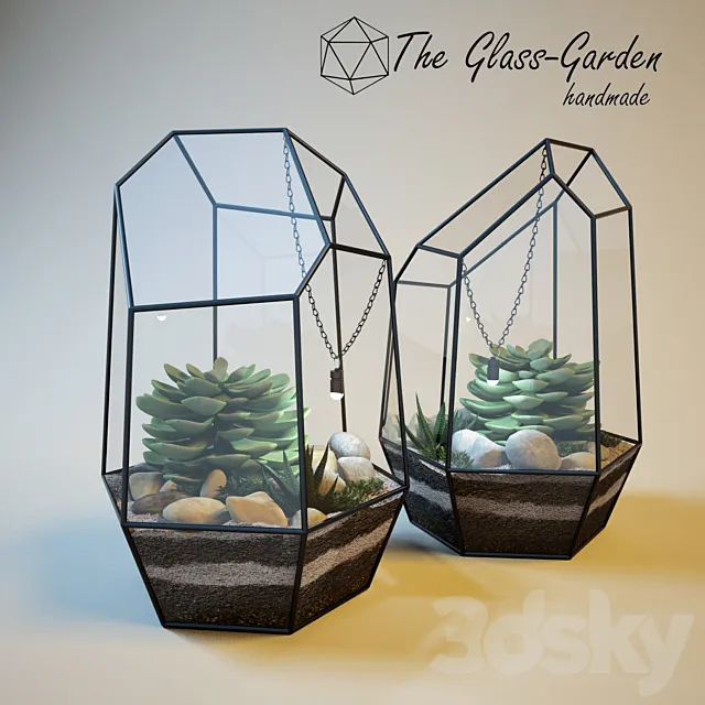 The Glass-garden (table terrarium) 3DModel The Glass-garden (table terrarium) 3DModel