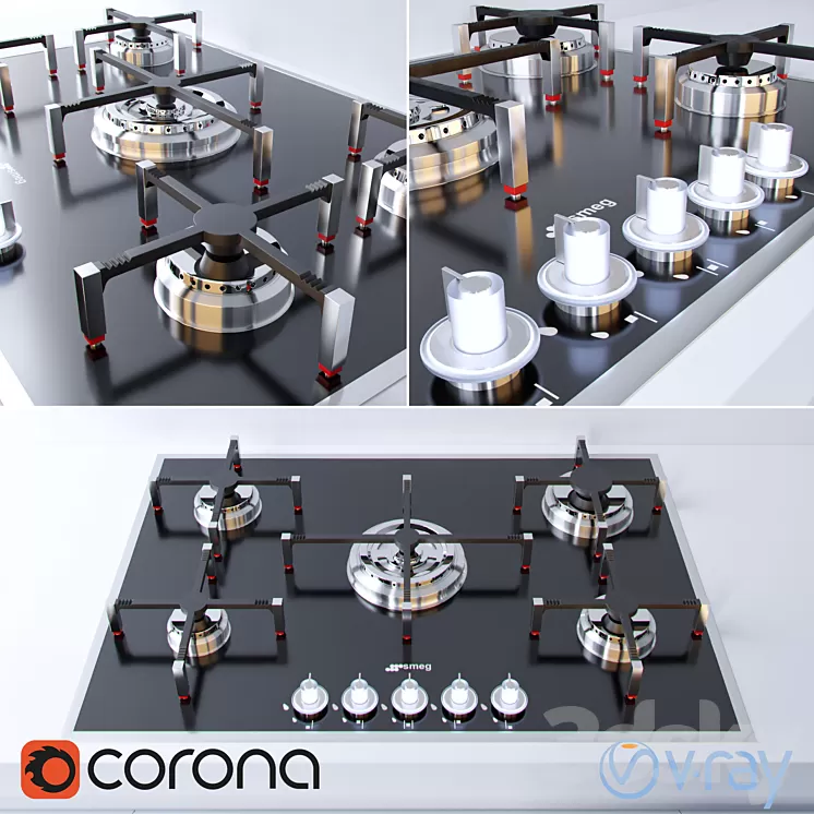 The hob SMEG PVN750 3D Model The hob SMEG PVN750 3D Model